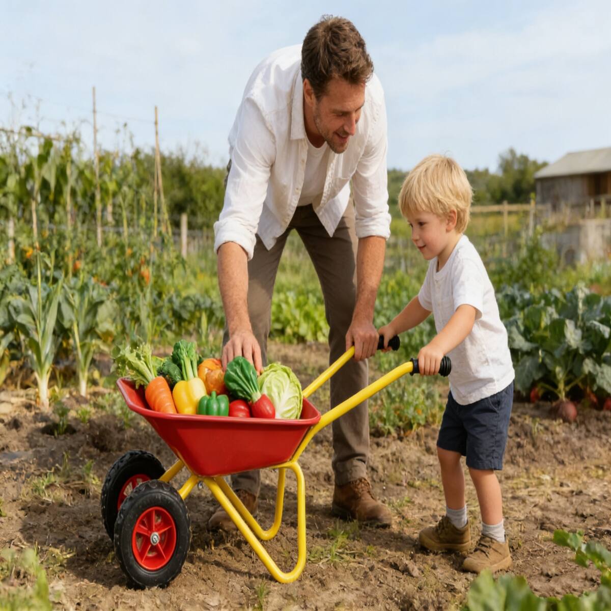 Alt View 2. Loheer - Loheer Kids Metal Wheelbarrow Two Wheel Garden Cart for Children 33 LBS Capacity Red.
