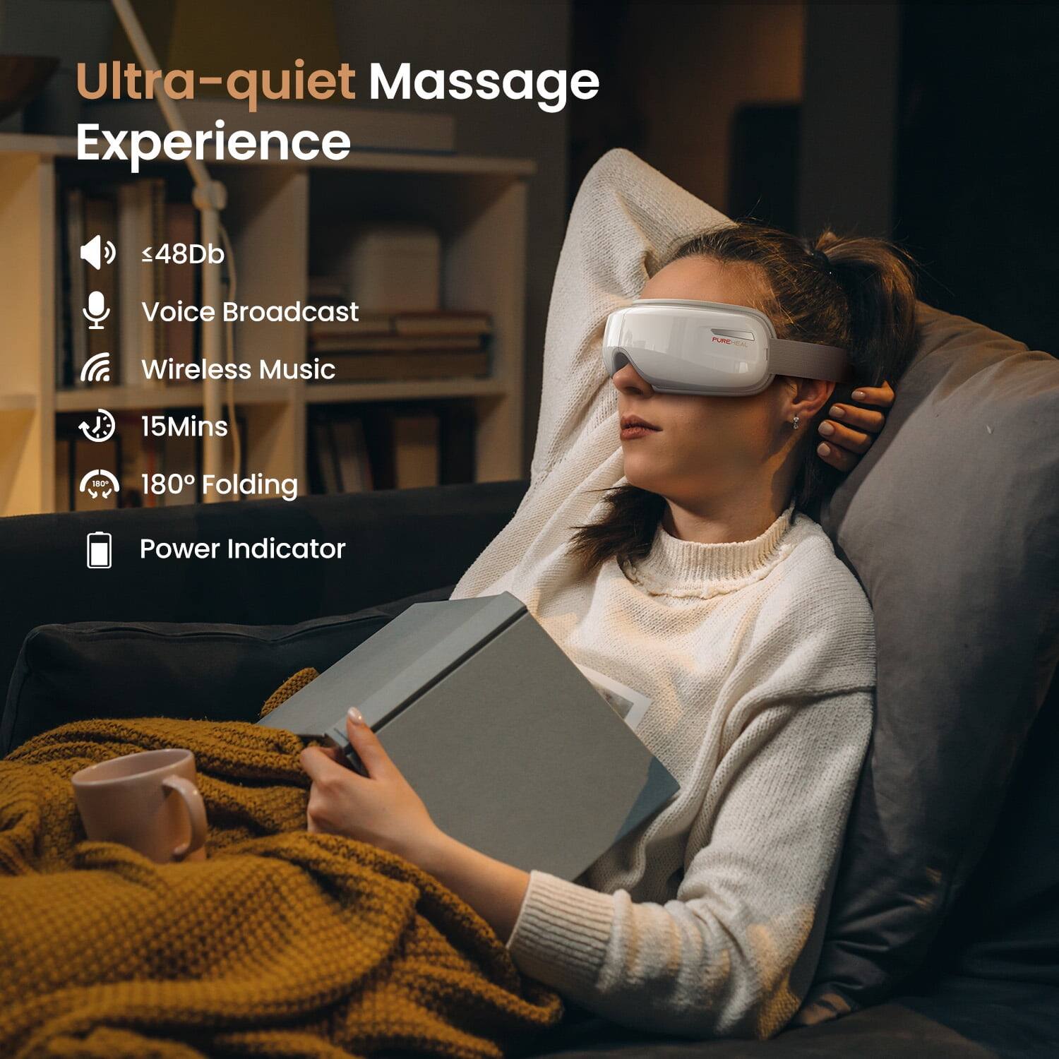 Ultra-quiet Massage Experience  
≤48dB  
Voice Broadcast  
Wireless Music  
15Mins  
180° Folding  
Power Indicator