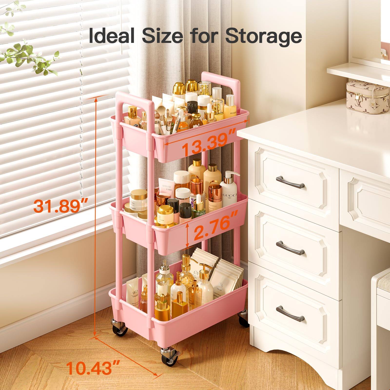 Ideal Size for Storage

- Height: 13.39"
- Width: 31.89"
- Depth: 10.43"
- Shelf Height: 2.76"
