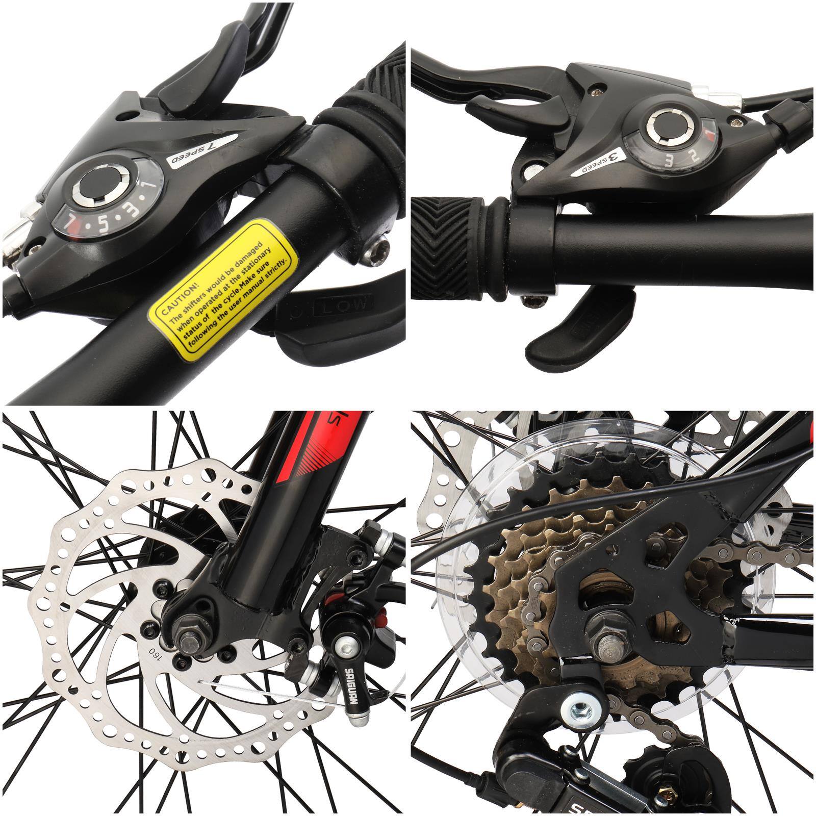 Alt View 2. Winado - 27.5" Mountain Bike 21 Speeds MTB High Carbon Steel Disc Brake Bicycle Men High Carbon Steel Frame Suspension Fork - Black.