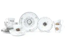 Ukonic - Harry Potter Marauders Map 16-Piece Ceramic Dinnerware Set | Plates, Bowls, Mugs - White