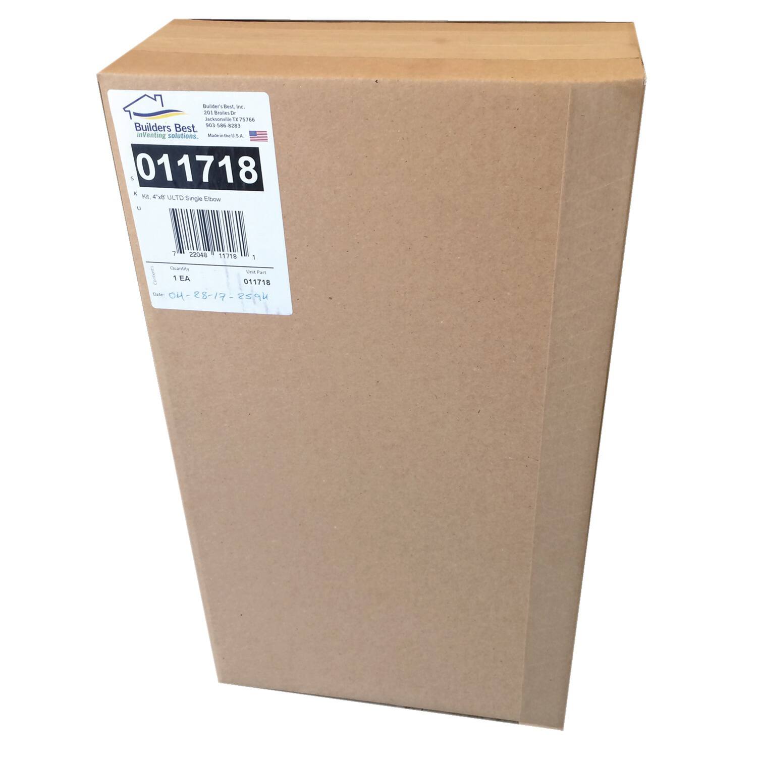 Builders Best  
Venting solutions.  
Made in U.S.A.  

011718  
KL 4X8 ULDT Single Elbow  

Quantity: 1 EA  
Line # Port: 011718  
Date: 04-28-17-254  

Builders Inc.  
2018 E. 77th St.  
903-586-8283  

NURUESA  
011718  
Ganttu Ln  
LA 011718  
04-28-17-254 R5A