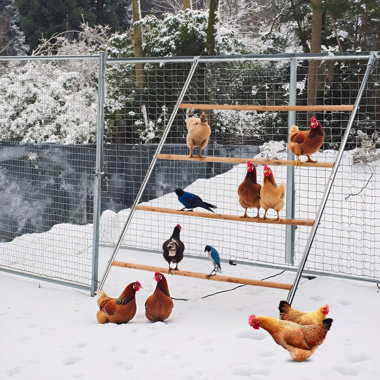 Alt View 5. Winado - Chicken Perch Coop Roosting Ladder Toy Portable for Garden Backyard Poultry - Sliver & Wooden.