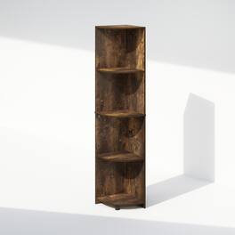 Furinno - Basic 4-Tier Corner Multipurpose Standing Shelf - Amber Pine