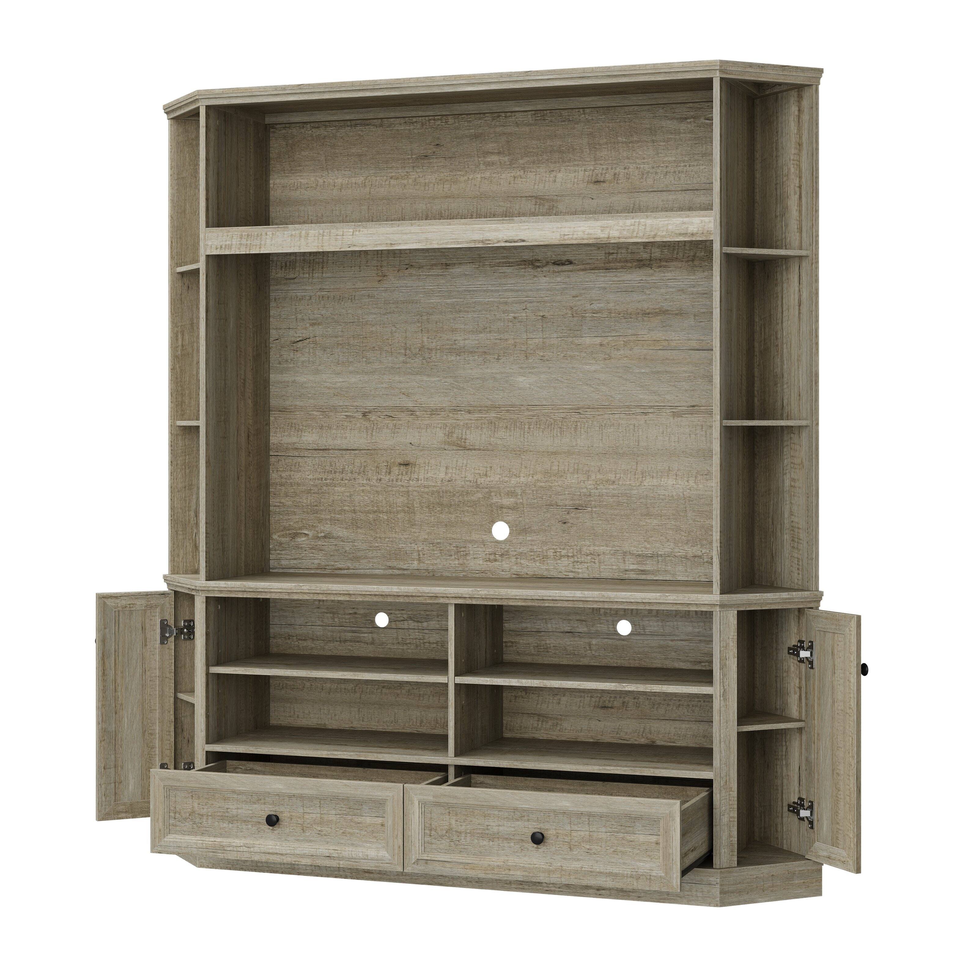 Back. Famapy - Space-Saving Hexagonal TV Stand for TVs Up to 55-In., with Drawer, Cabinets and Adjustable Shelves - Gray.
