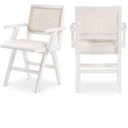 Meridian Furniture - Abby Cream Vegan Leather Dining Arm Chair, Set of 2 - Beige