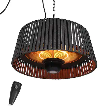Front. ZACHVO - Hanging Heater Lamp, 1500W Waterproof Electric Patio Heater with Remote Control - Black.