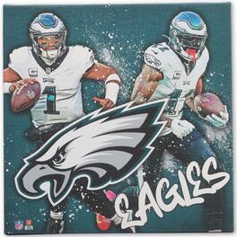 Open Road Brands - Philadelphia Eagles 12" x 12" Team Logo and Players Splash Canvas Art - Multicolor