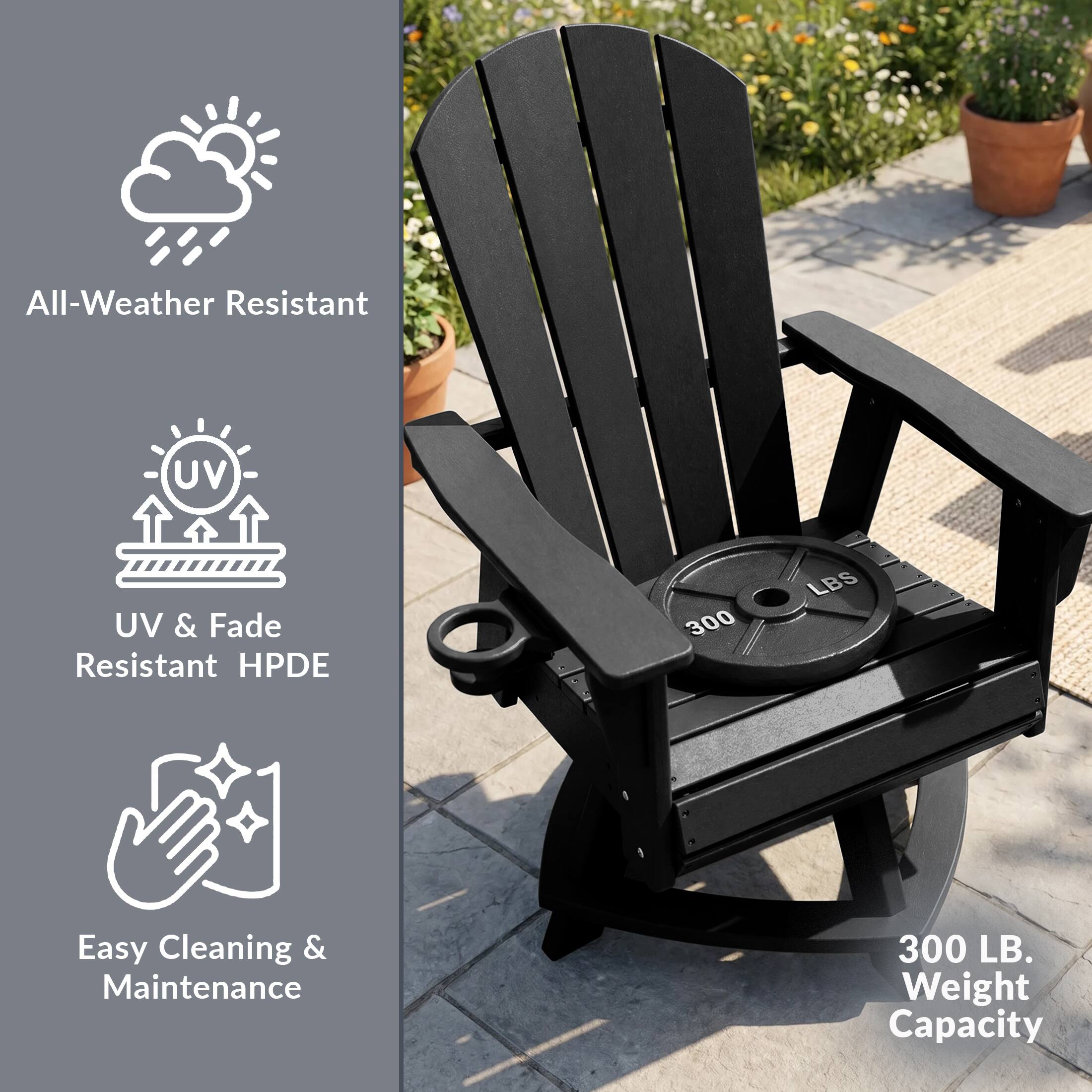 All-Weather Resistant  
UV & Fade Resistant HPDE  
Easy Cleaning & Maintenance  
300 LB. Weight Capacity