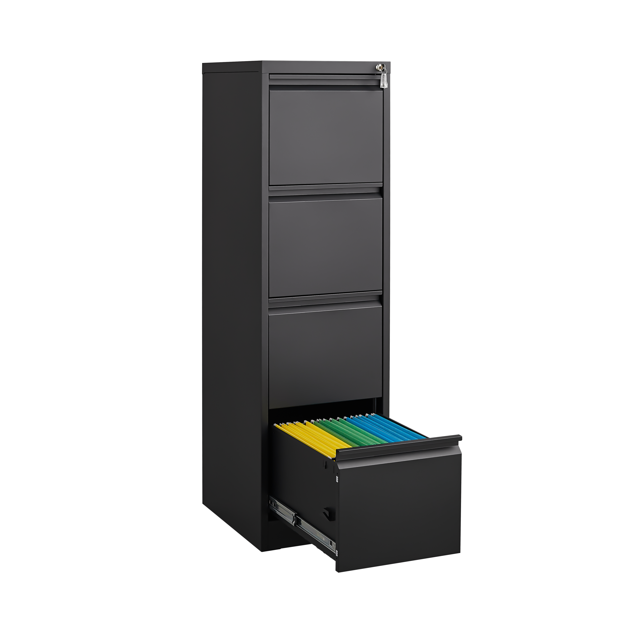 Alt View 2. Spaco - 4-Drawer Steel Narrow File Cabinet, Locking Legal Size - Black.