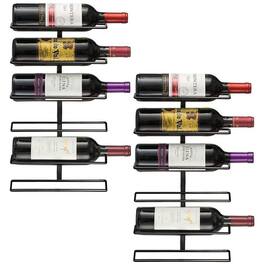 Sorbus - Set of 2 Wall-Mounted Metal Wine Rack - 6 Bottles - Black