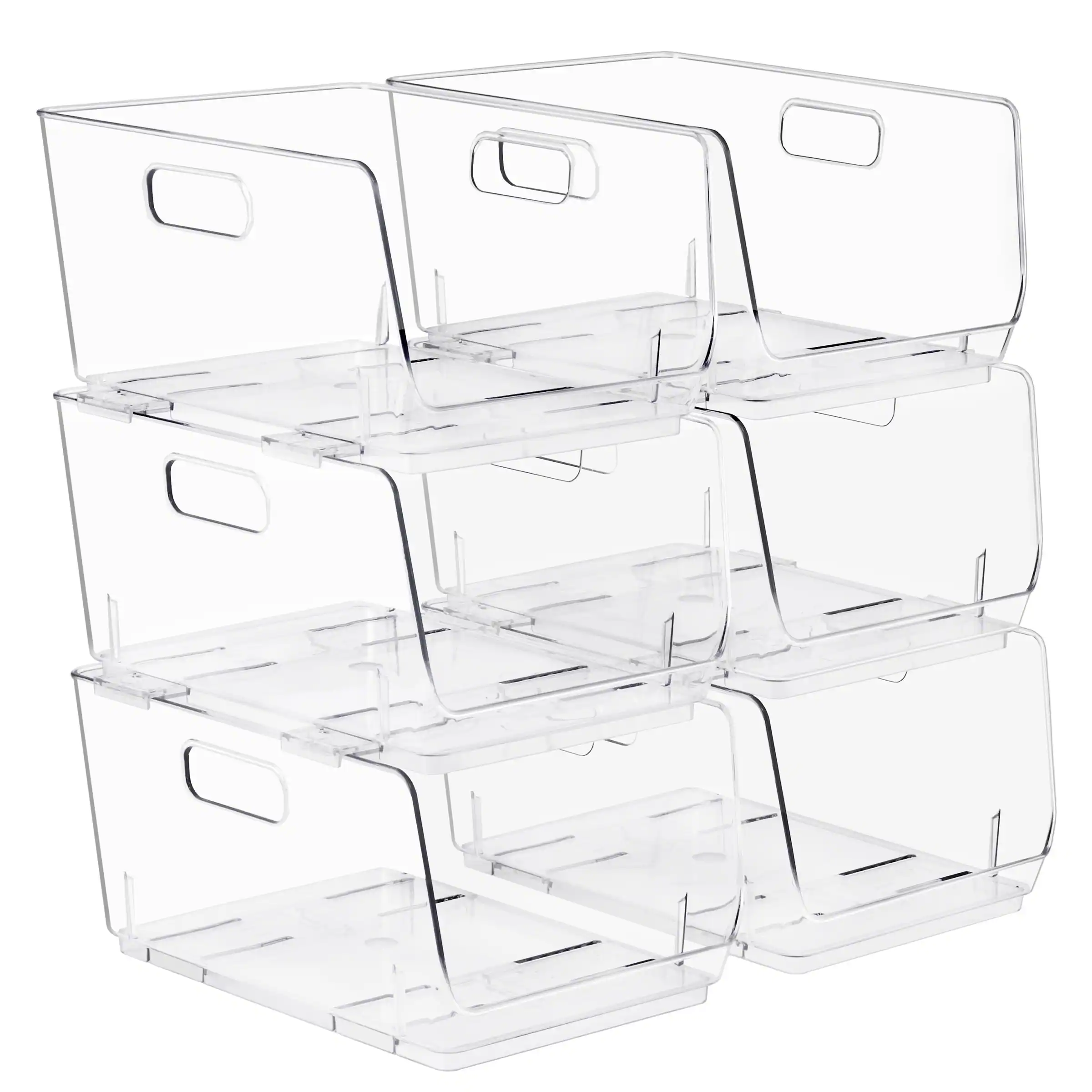 Angle. Sorbus - Sorbus Clear Stackable Storage Bins Open Front, Pantry Bins for Storage and Organization (Medium 6 Pack) - Clear.