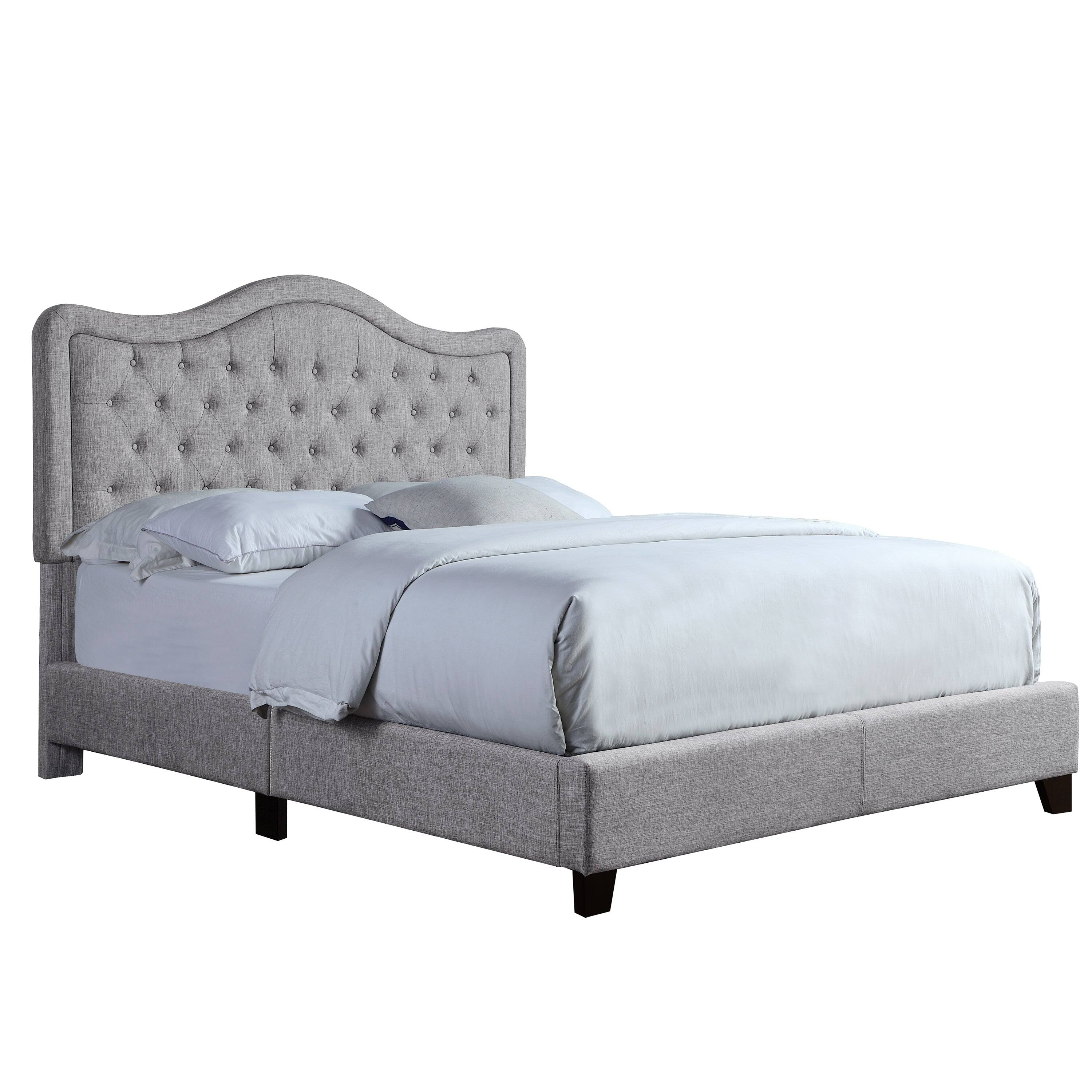 Boyel Living - Curved Tufted Upholstered Bed with Solid Wood Frame - Light Gray