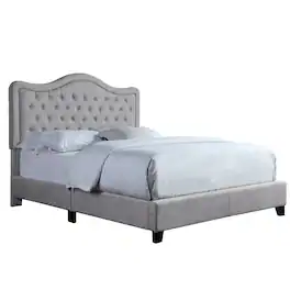 Boyel Living - Curved Tufted Upholstered Bed with Solid Wood Frame - Light Gray