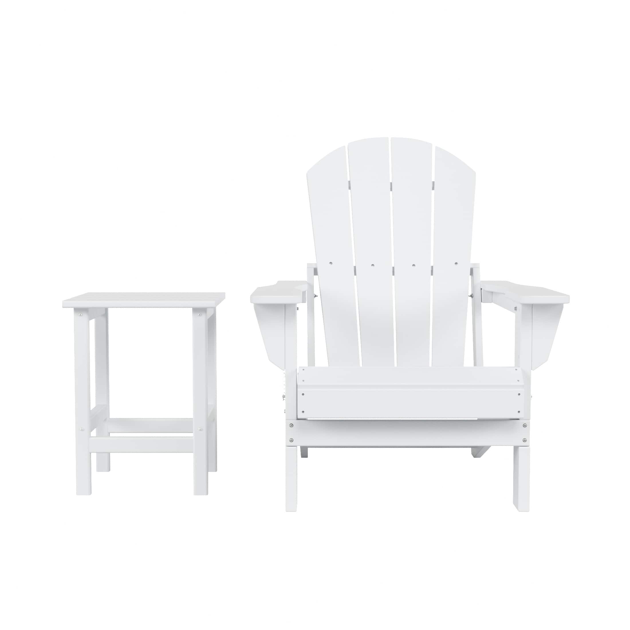 WestinTrends - Malibu 2 piece set outdoor folding Poly Adirondack chair with side table - White price history on PriceWatchPro