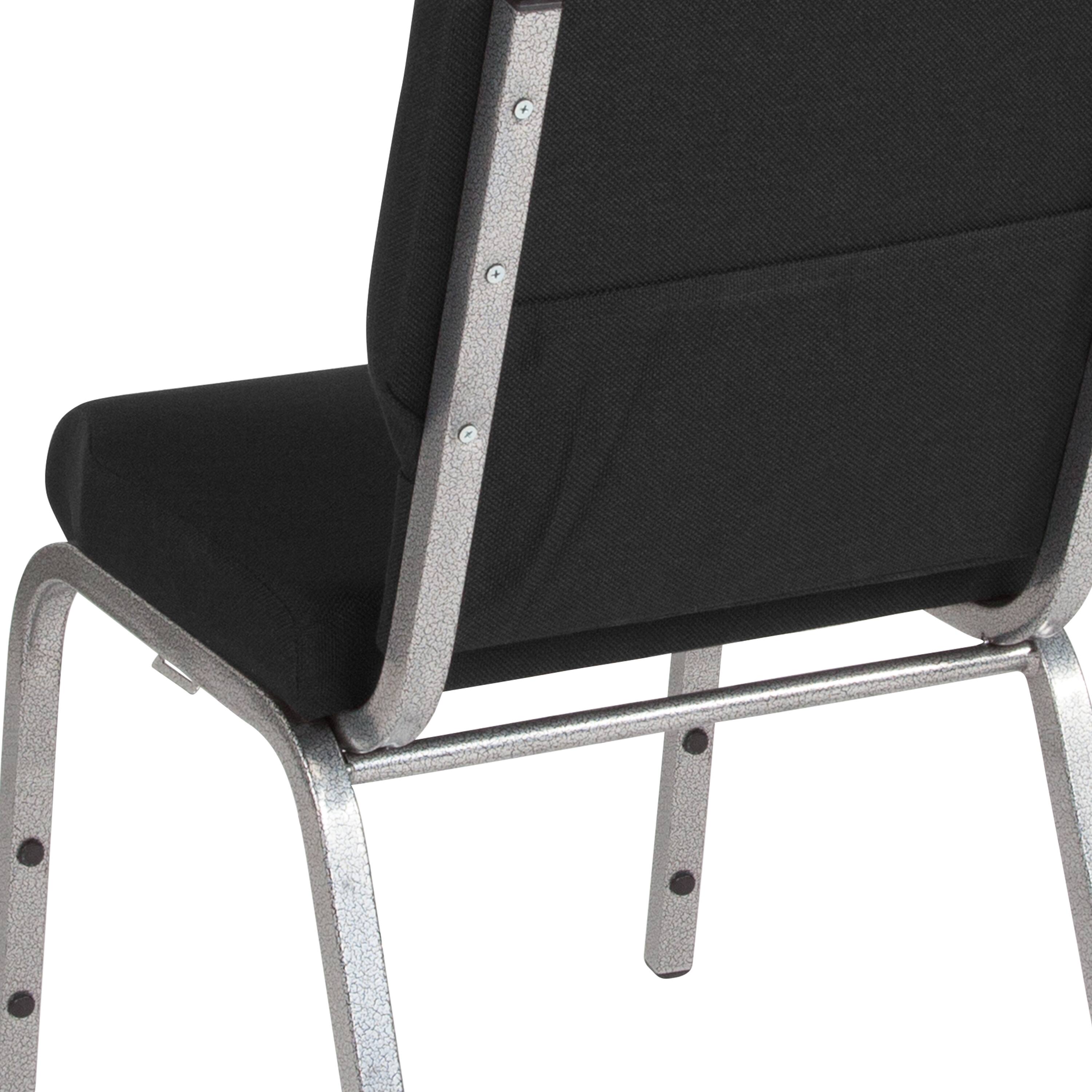 Alt View 8. Emma + Oliver - 18.5"W Stacking Church/Reception Guest Chair - Black Fabric/Silver Vein Frame.