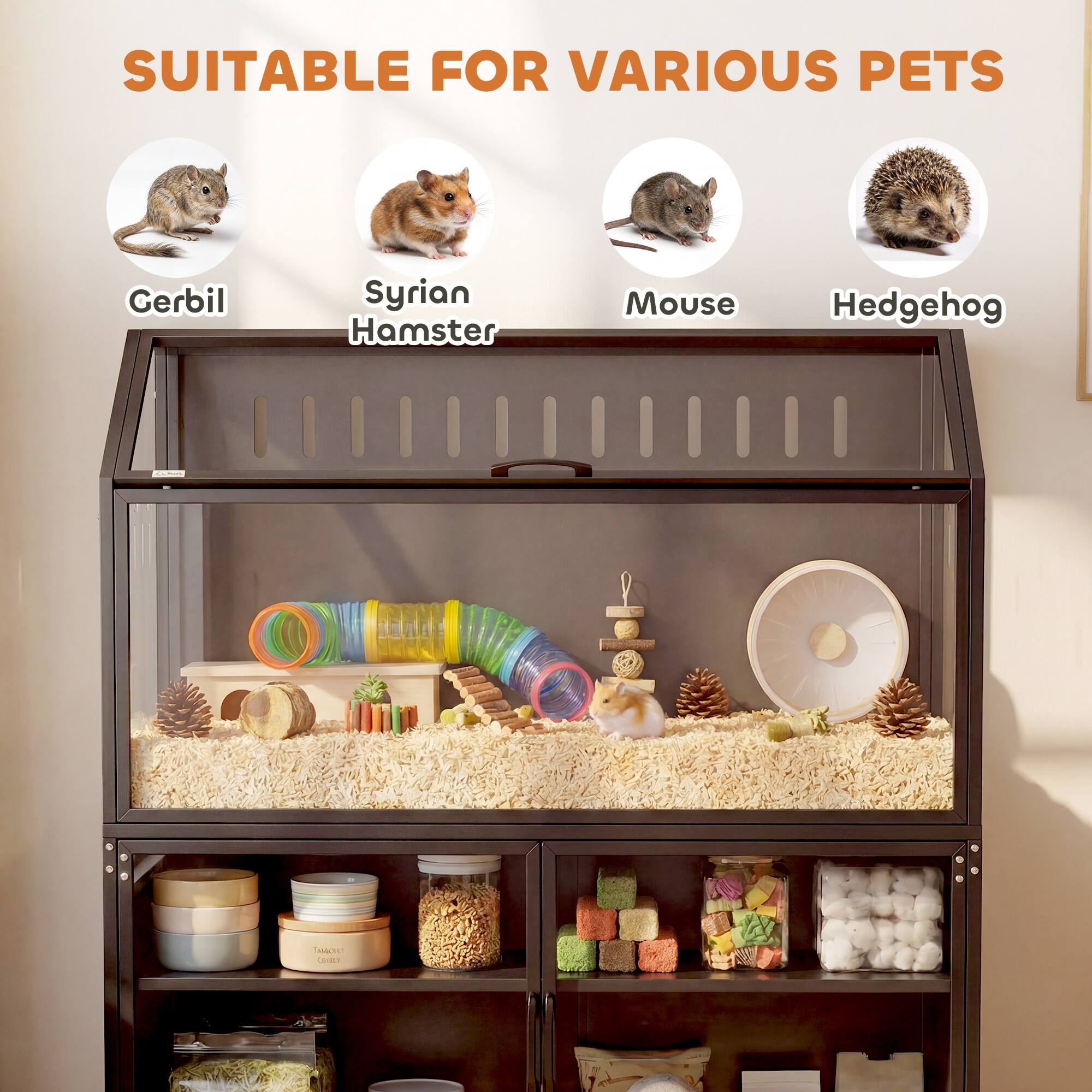 SUITABLE FOR VARIOUS PETS

- Gerbil
- Syrian Hamster
- Mouse
- Hedgehog