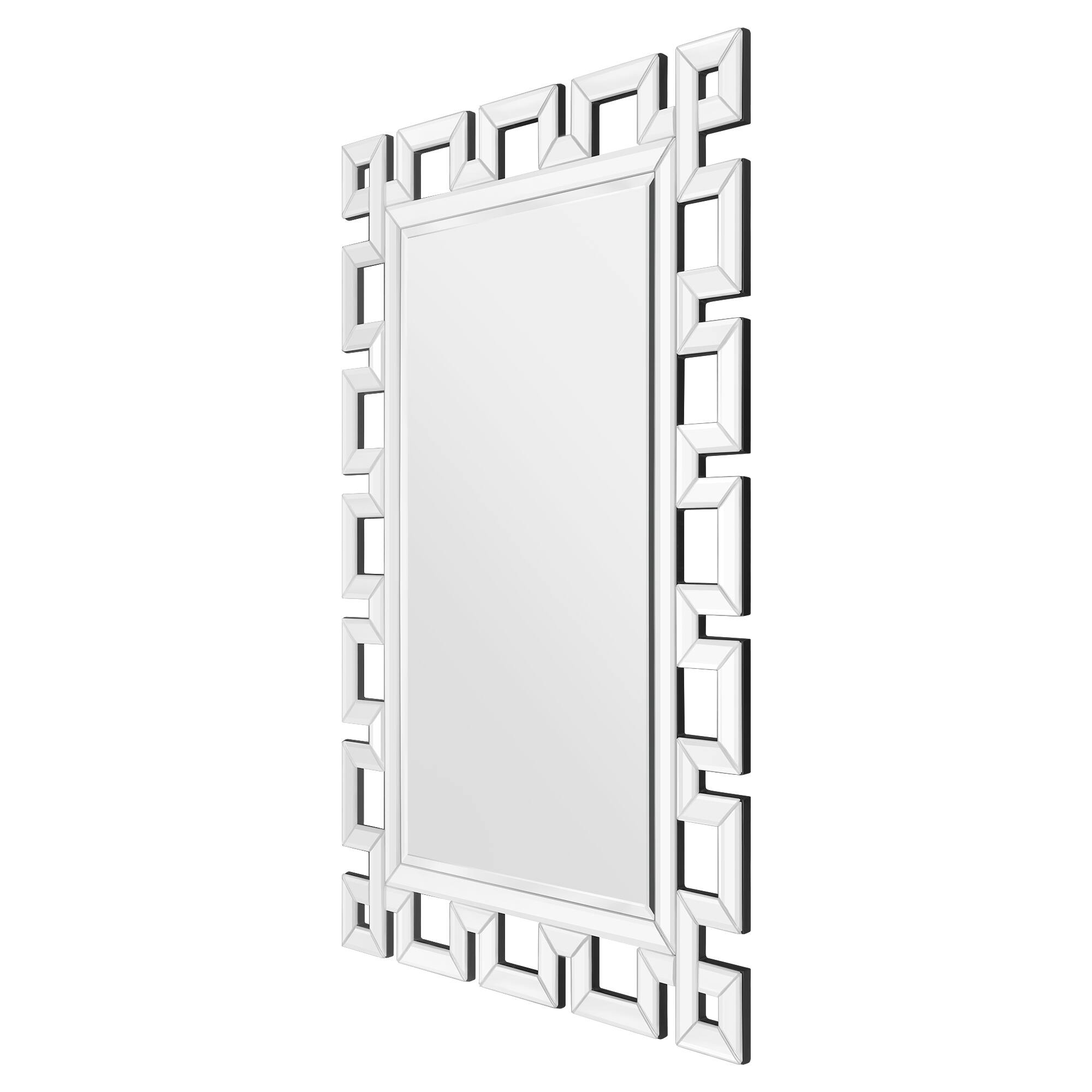 Alt View 5. Breezary - 36 x 24 Modern Rectangle Wall Mirror Beveled Crystal Hollow Frame Decorative Vanity for Bathroom Bedroom Living Room - Black.
