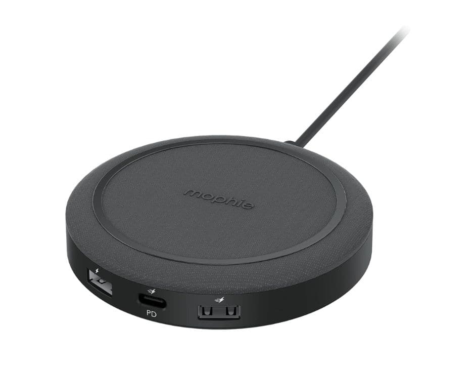 mophie - Wireless Charging Hub Universal Wireless Charging Hub With USB-A And USB-C Ports I Color: Black - Black