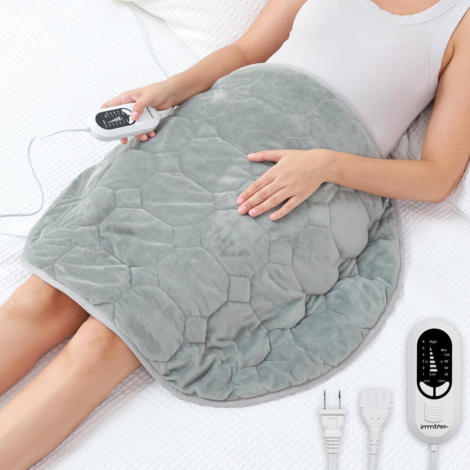 immtree - Weighted Heating Pad 7 lbs 29"x24" - Heated Blanket for Pain Relief - Gray