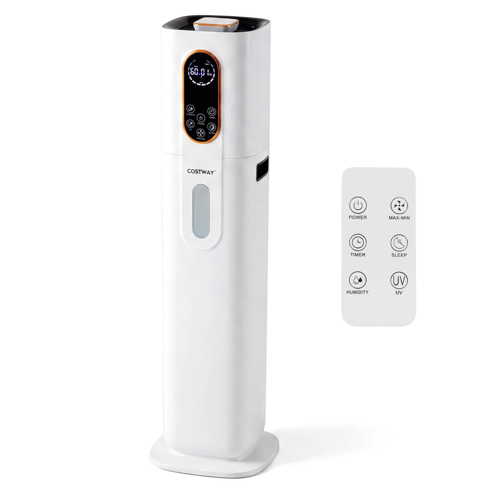 Costway - 2.4 Gal Cool Mist Humidifier with 3 Mist Levels, 12H Timer, Remote Control for Home - White