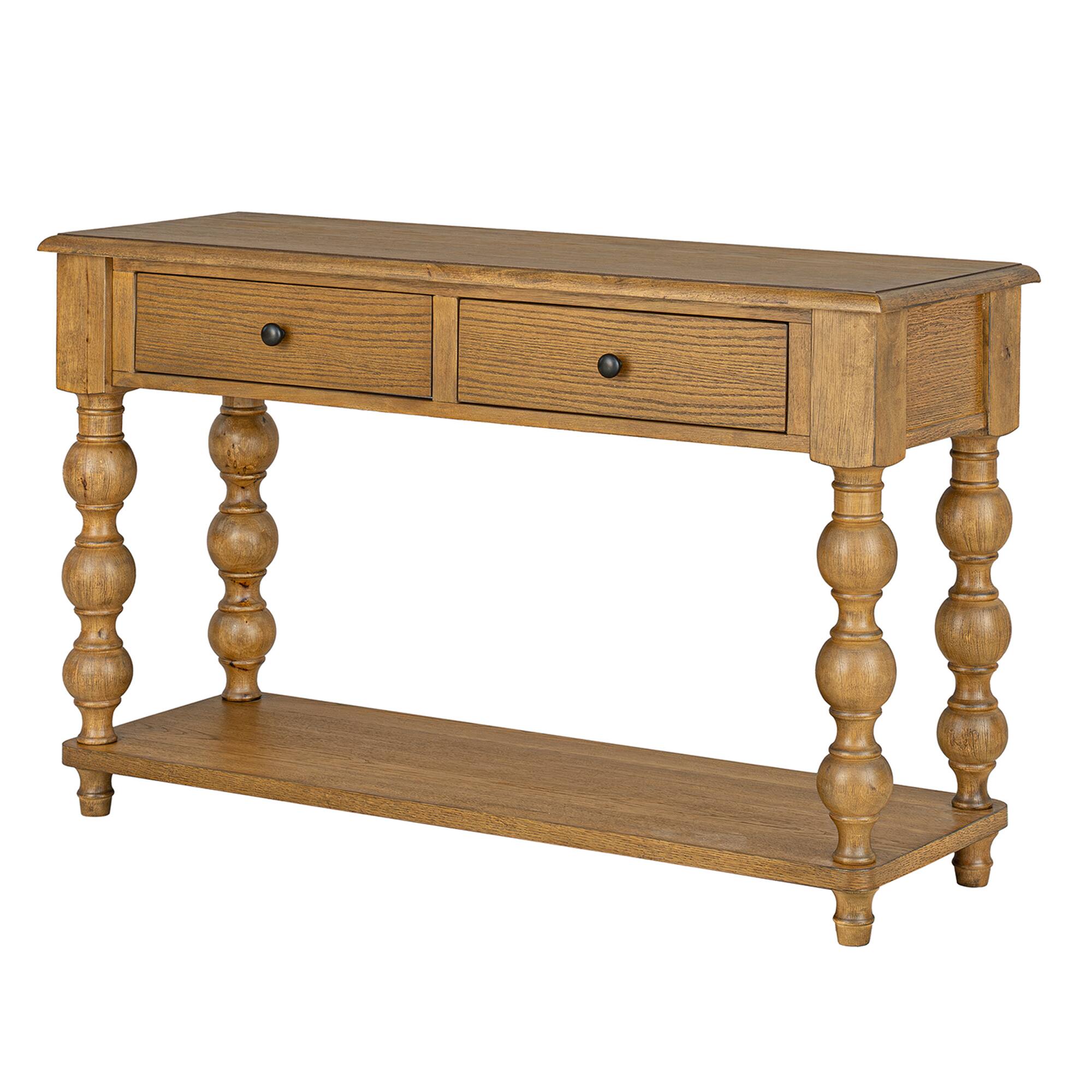 Alt View 2. ROME + OAK - ROME + OAK Stratford Rectangular Wood Console Table with Drawers, Natural Oak - Natural Oak.