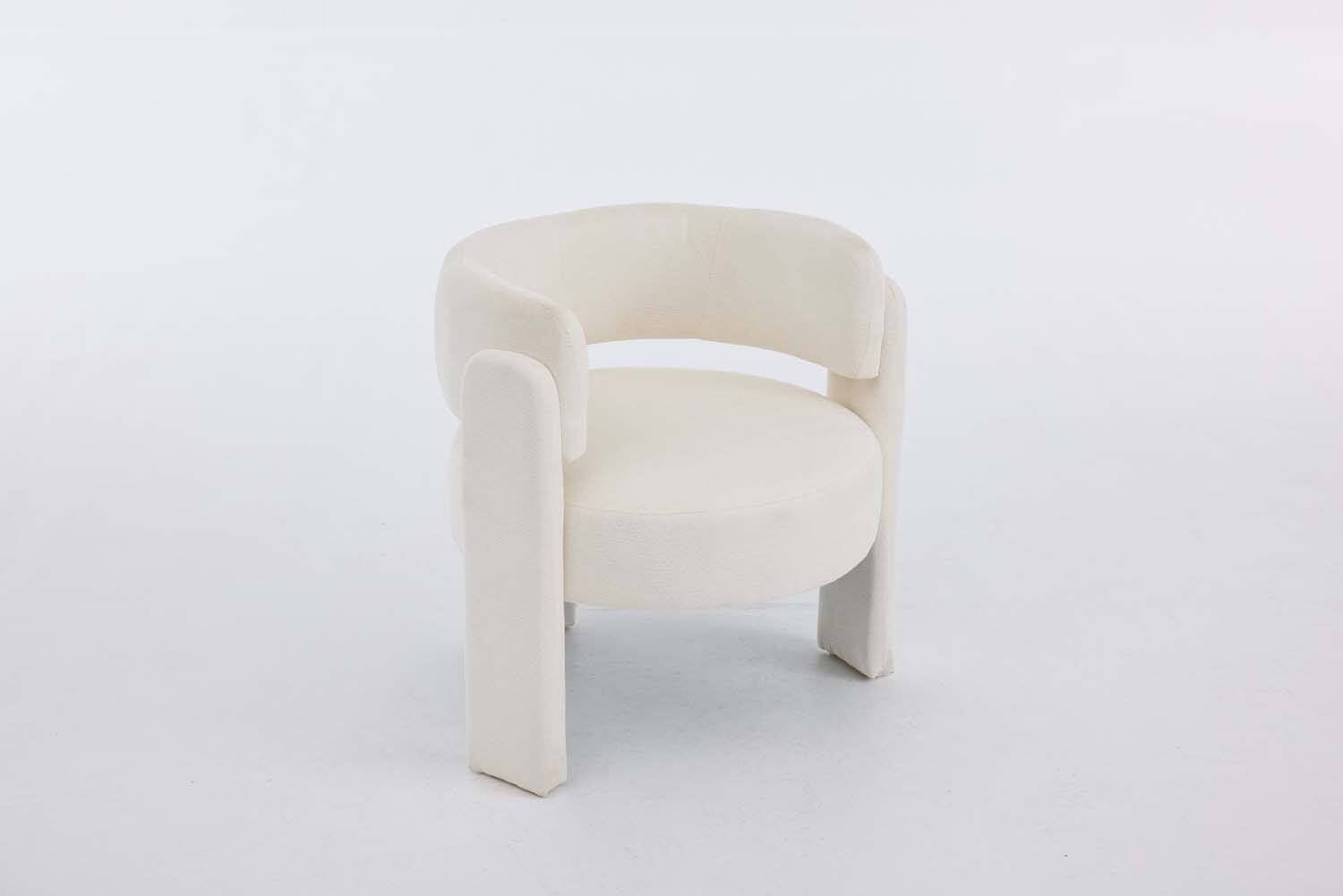 Left. Forest'nSky - Modern Office Chair in Green Boucle Fabric - Contemporary Upholstered Armchair for Desk & Lounge,White - Ancient White.