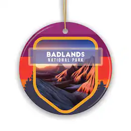 OrnamentallyYou - Badlands National Park Retro Style Ornament South Dakota Tourist Attraction and Gift - Multi-colored