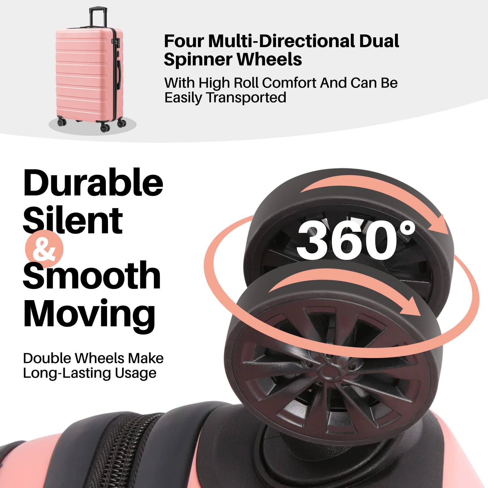 Four Multi-Directional Dual Spinner Wheels  
With High Roll Comfort And Can Be Easily Transported  

Durable Silent & Smooth Moving  
Double Wheels Make Long-Lasting Usage  

360°