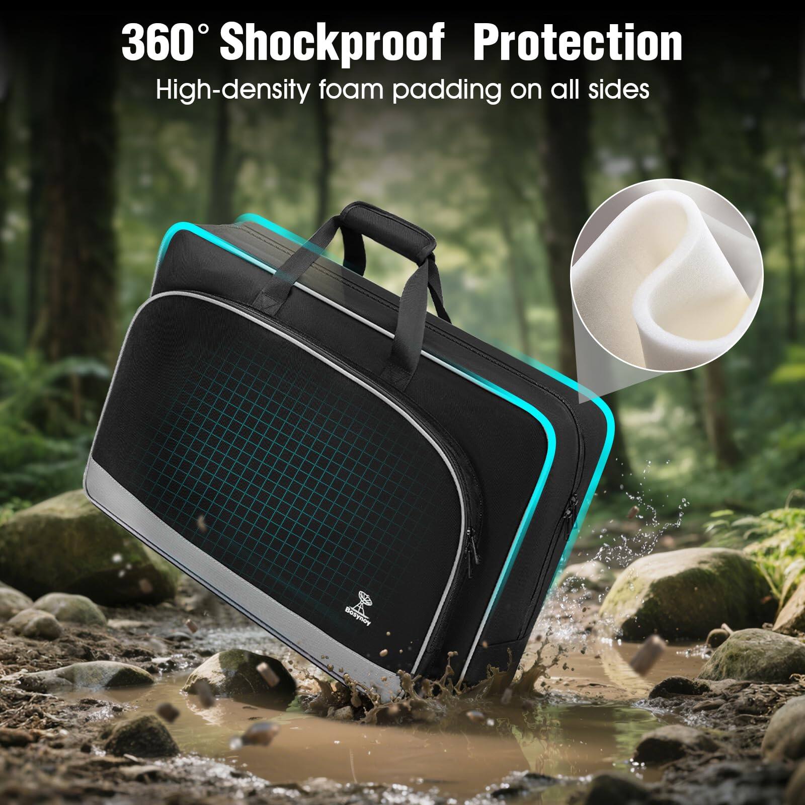 360° Shockproof Protection  
High-density foam padding on all sides