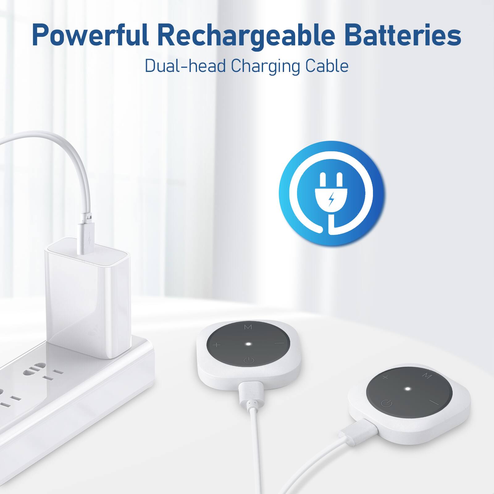 Powerful Rechargeable Batteries  
Dual-head Charging Cable