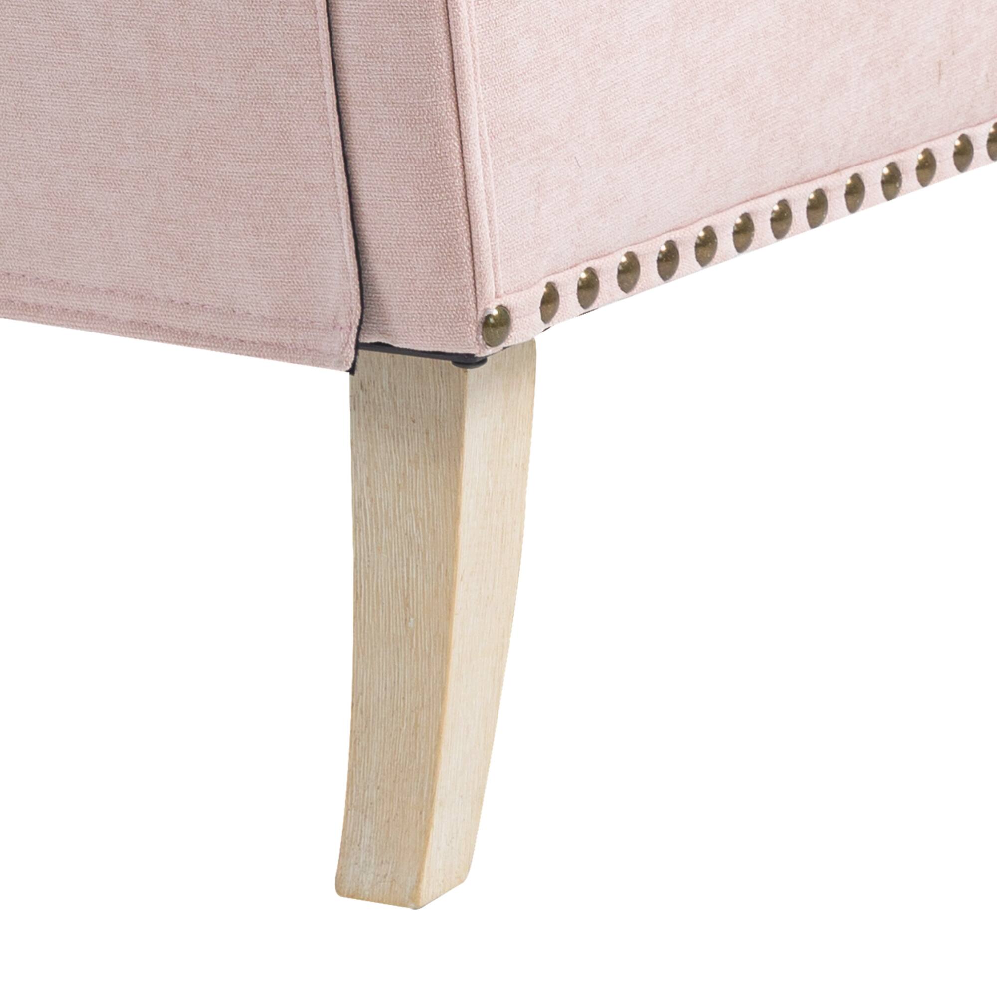 Alt View 9. GOODSILO - Stylish Upholstered Accent Chair with Wooden Legs and Nailhead Trim for Living Room or Bedroom - Pink.