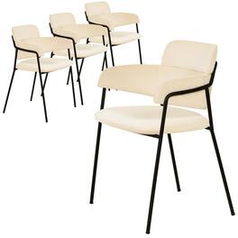 LeisureMod - Axis 4-PCS Ergonomic Dining Chair with Stainless Steel Base & Scratch-Resistant Floor Glides - Beige