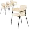 LeisureMod - Axis 4-PCS Ergonomic Dining Chair with Stainless Steel Base & Scratch-Resistant Floor Glides - Beige