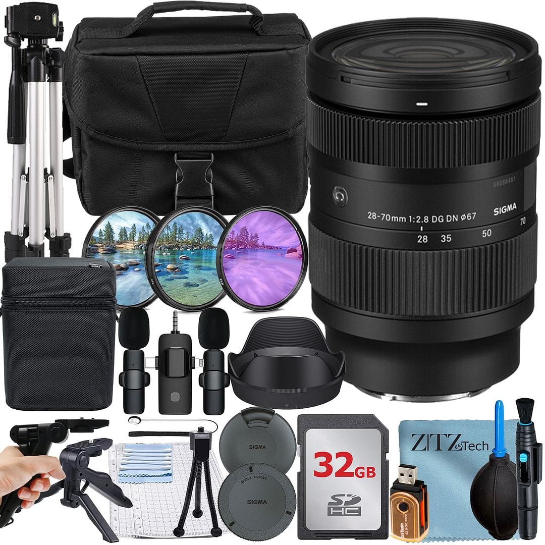 Bundle - Sigma - 28-70mm f/2.8 DG DN Contemporary Lens for Sony E Mount + 32GB Memory Card + Lavalier Microphone + ZeeTech - Black price history on PriceWatchPro