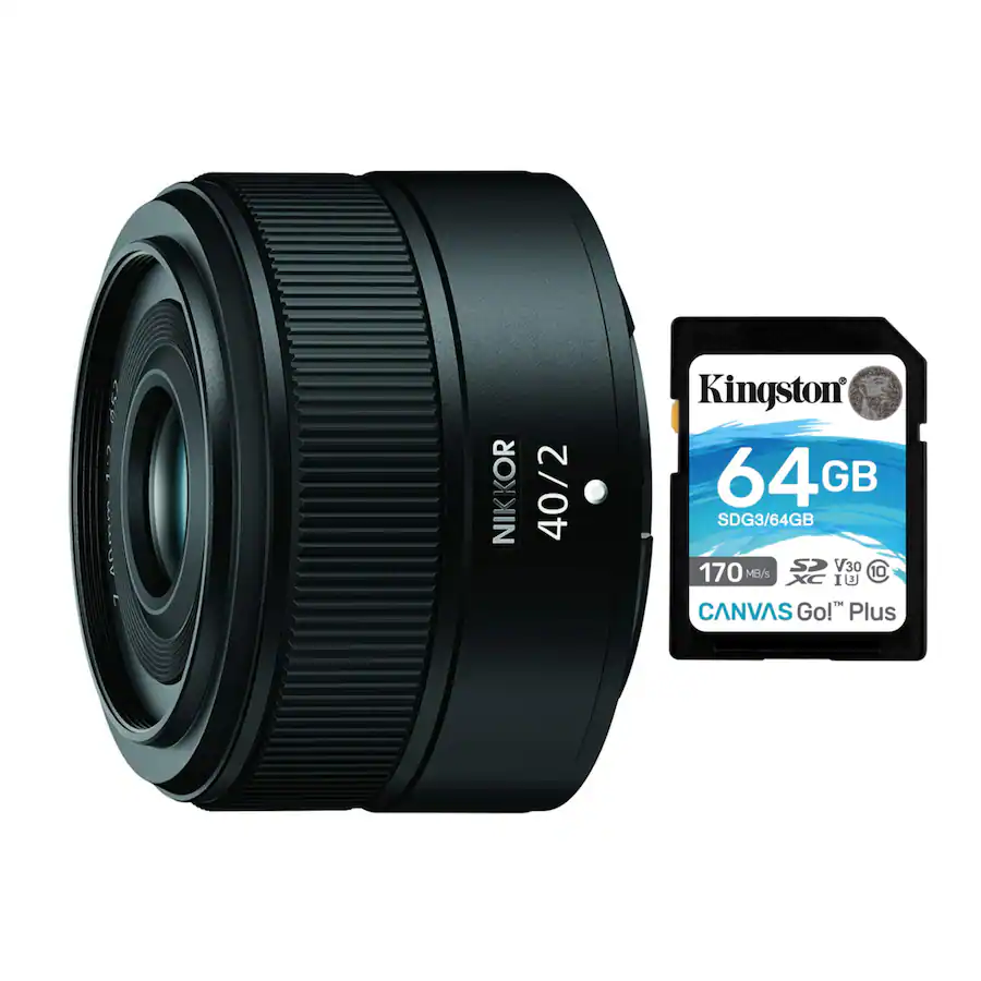 Nikon NIKKOR Z 40mm f/2 Lens with 64GB 170MB/s Read Memory Card 20102 ...
