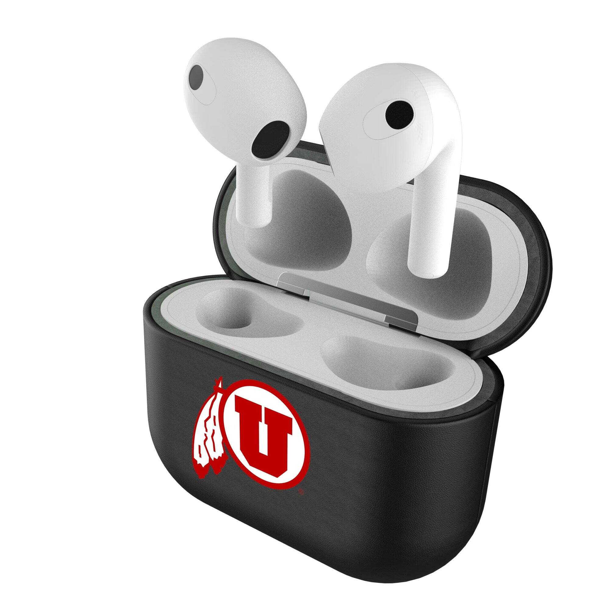 Alt View 3. Keyscaper - Utah Utes Black Utah Utes Insignia AirPods 3rd Gen Case Cover - Black.
