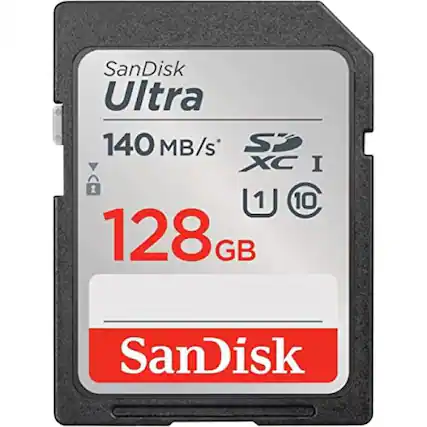 SanDisk Ultra
140 MB/s
SDXC I
U1 V10
128 GB
SanDisk