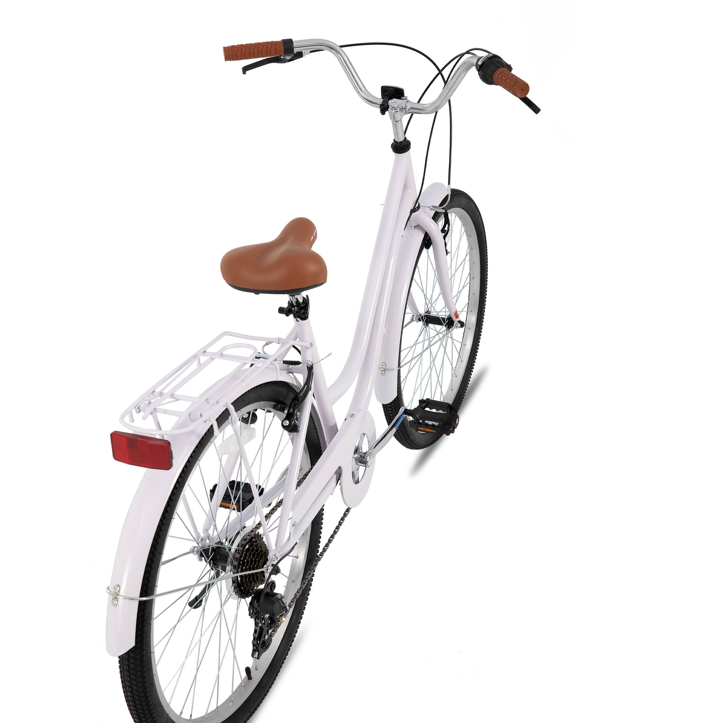 Alt View 4. HILAND - HILAND 26 Inch Beach Cruiser Bike for Men and Women, 7 Speed Step-Through Adult Hybrid Bike with Rear Rack Purple - Purple.