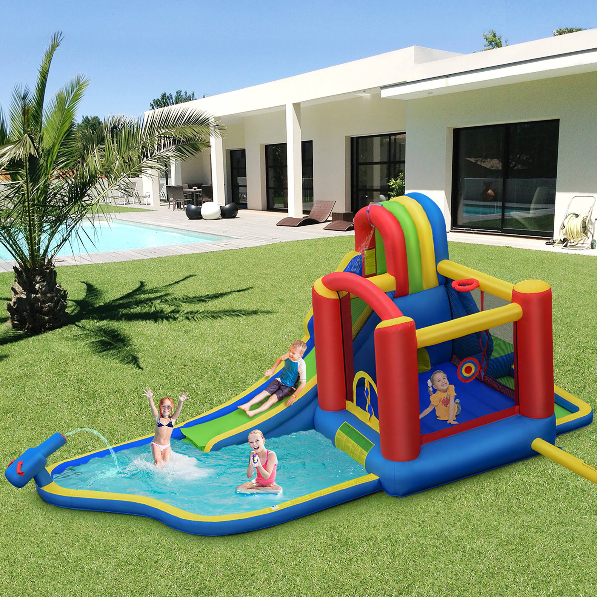Alt View 1. Costway - Costway Inflatable Kid Bounce House Slide Climbing Splash Pool Jumping Castle - Multicolor.
