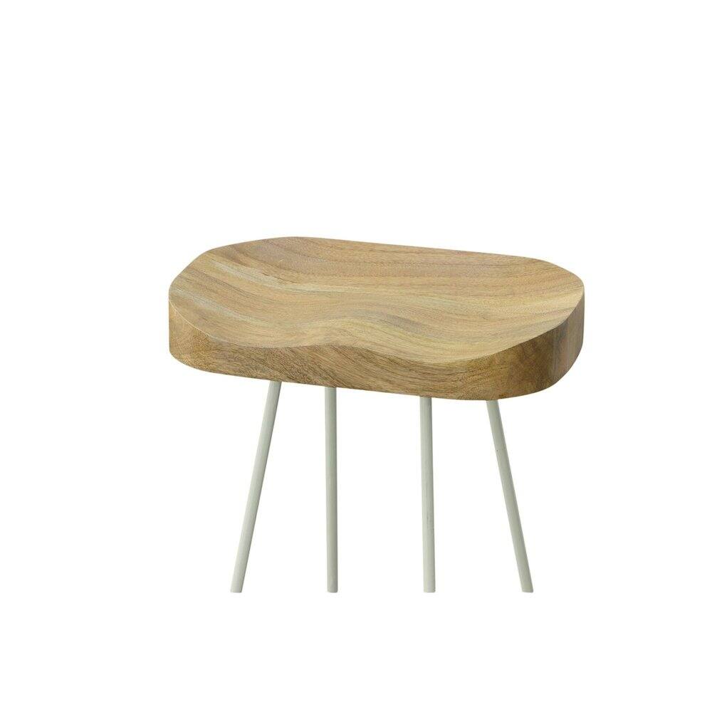 Alt View 6. Carolina Chair & Table - 25" Metal Base Saddle Seat Counter Stool - Set of 2 - Natural Seat - White Base - Natural, White.