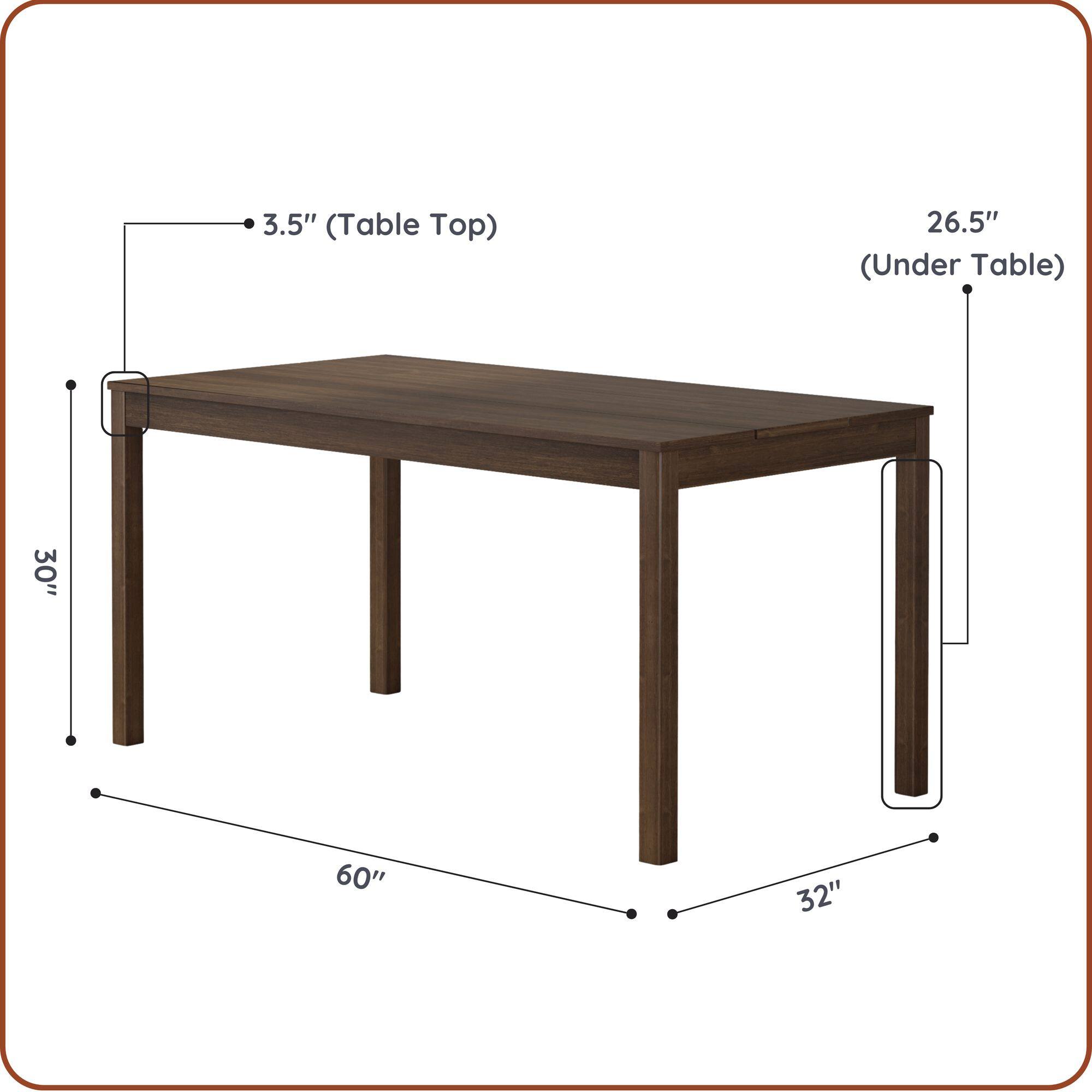 3.5" (Table Top)  
26.5" (Under Table)  
30"  
60"  
32"