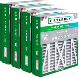 Filterbuy - 21x21.5x5 MERV 8 Dust & Allergy Defense, Pleated HVAC AC Furnace Air Filters Replacement for Trane & More (4-Pack) - Silver
