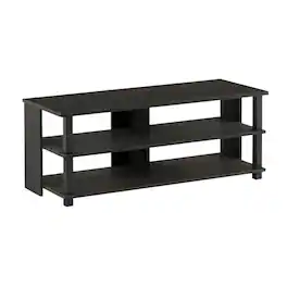 FurniFact - Wooden 3-Tier TV Stand, TVs up to 50 inches, Espresso/ finish, spacious - Black