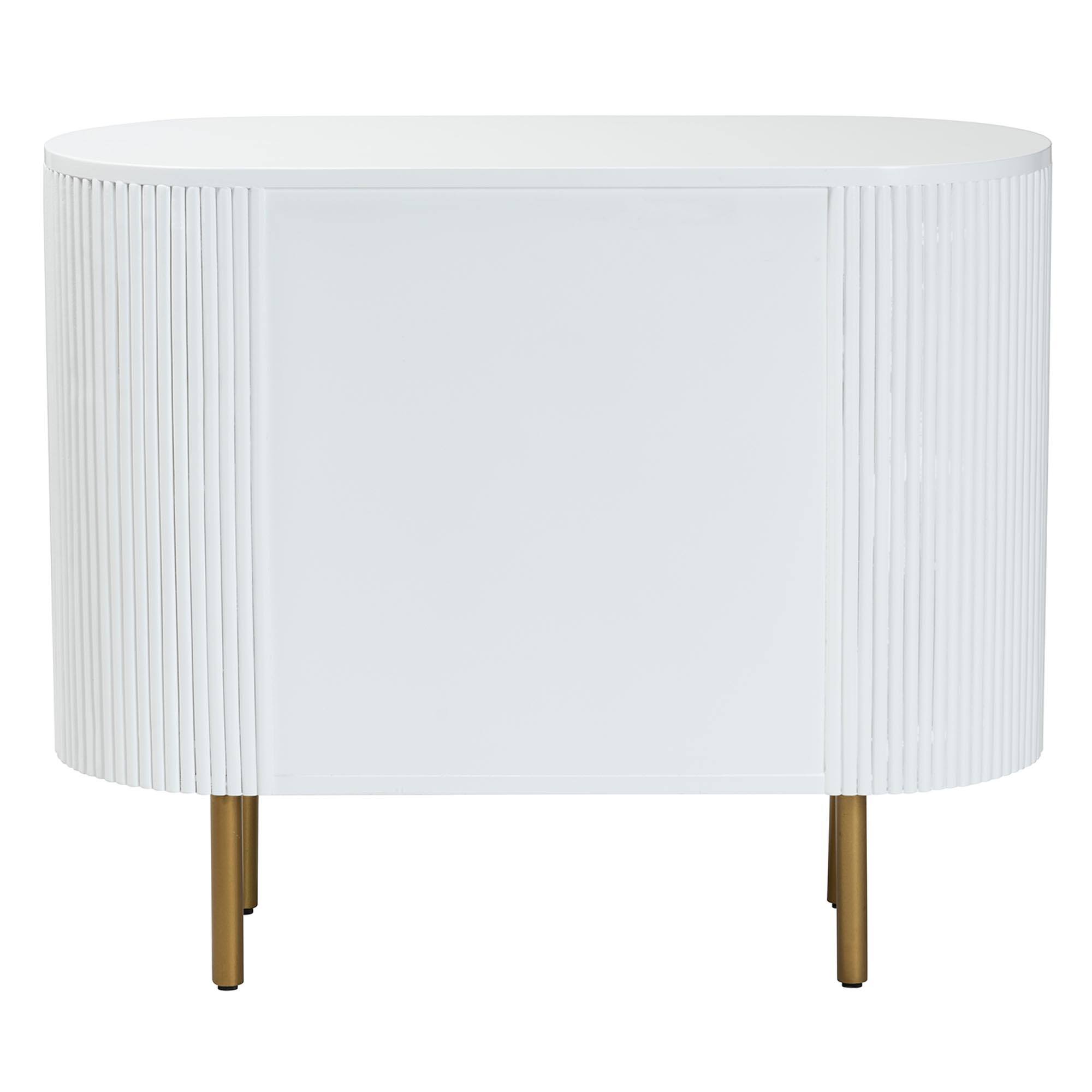 Alt View 1. bali & pari - Beyla Mid-Century Fluted Wood and Gold Metal 3-Drawer Dresser - White/Gold.