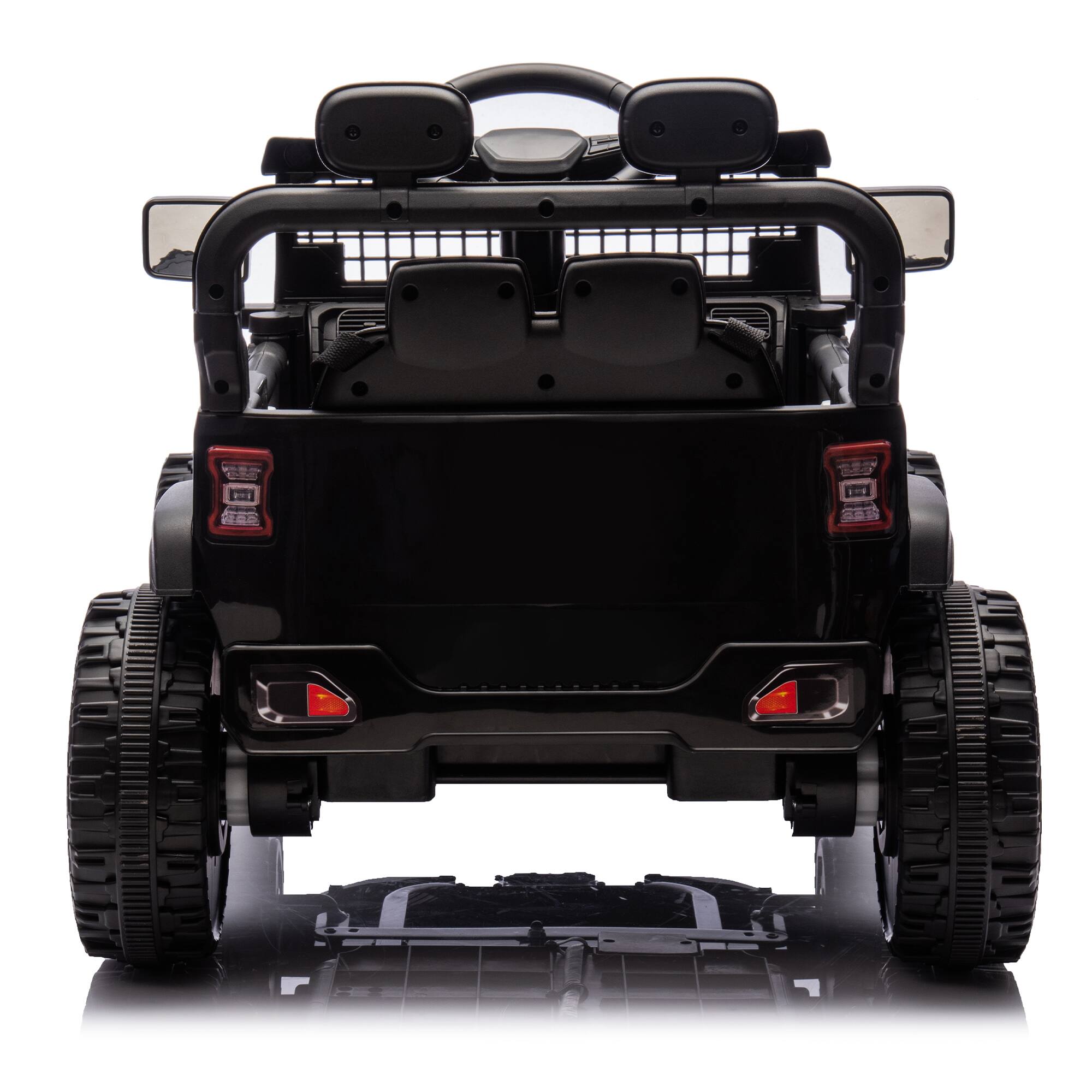 Back. Aukfa - 24V Kids Ride On Car - Parent Remote Control, 2WD, Bluetooth, LED Headlight, 1.86-3.11 MPH for Age 3+ - Black.