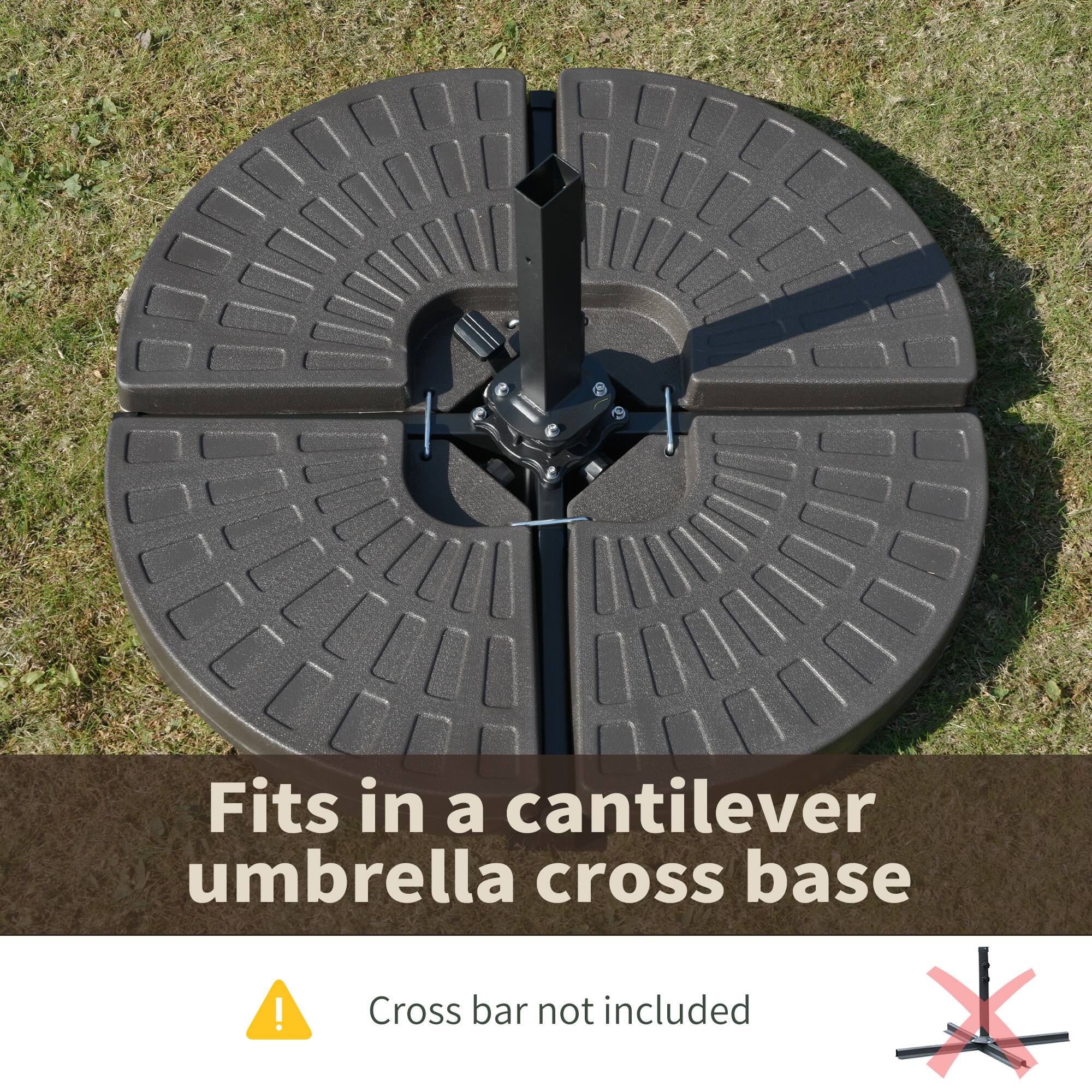 Fits in a cantilever umbrella cross base  
Cross bar not included