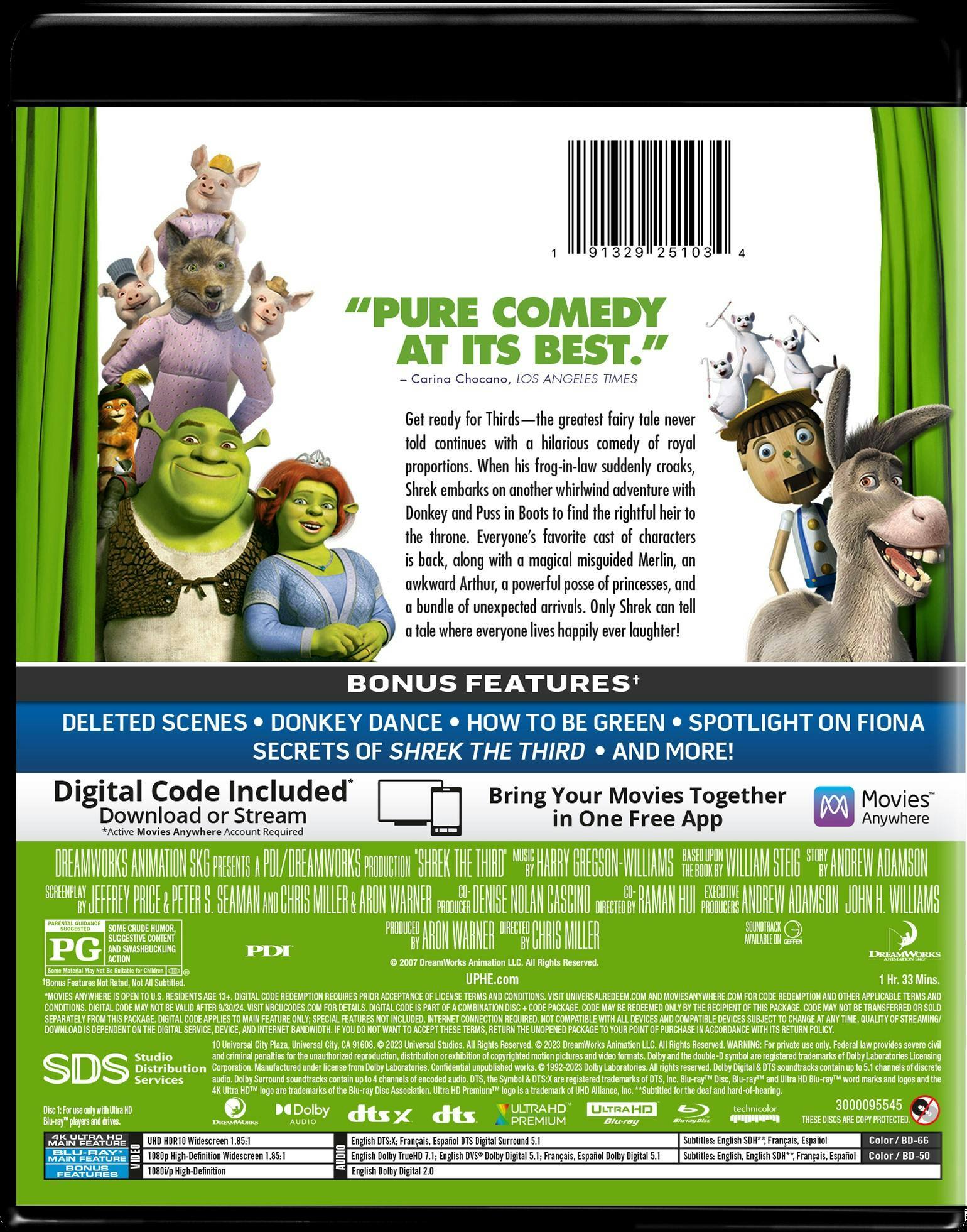 Back. Shrek the Third   - 4K Blu-Ray.