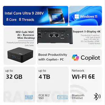 MSI Upgraded Cubi NUC AI+ Desktop Intel Core Ultra 9 288V 32GB RAM MSI Upgraded Cubi NUC AI+ Desktop Intel Core Ultra 9 288V 32GB RAM