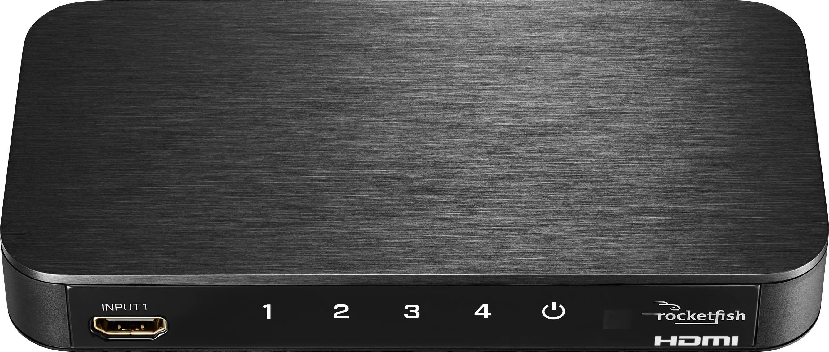 The text on the image reads "INPUT1 1 2 3 4 rocketfish HDMI".